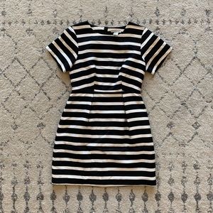 H&M Black & White Striped Short Sleeve Dress
